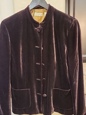 Ann Taylor Chocolate Brown Silk Velvet Jacket Sz 14